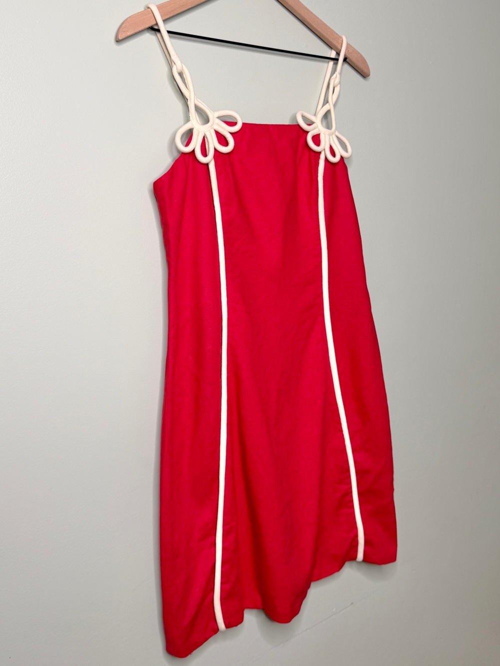 NWT Farm Rio Linen 3D Flower Mini Dress Red White Floral Women’s Size Medium - Picture 6 of 12